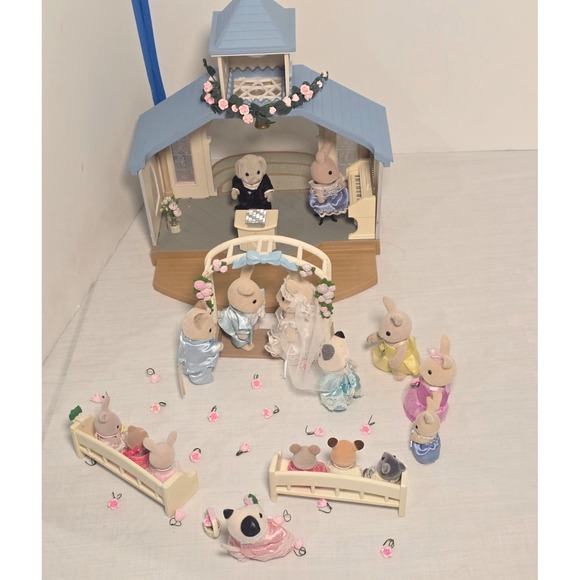 Vtg Sylvanian Families Forest Wedding Chapel Church Calico Critters Venue Set - Picture 1 of 16